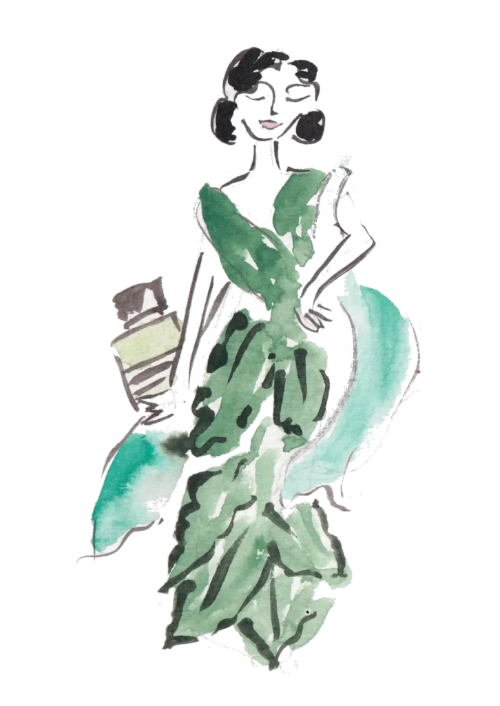 Ofelia Botella watercolor silhouette inspired by Green Water