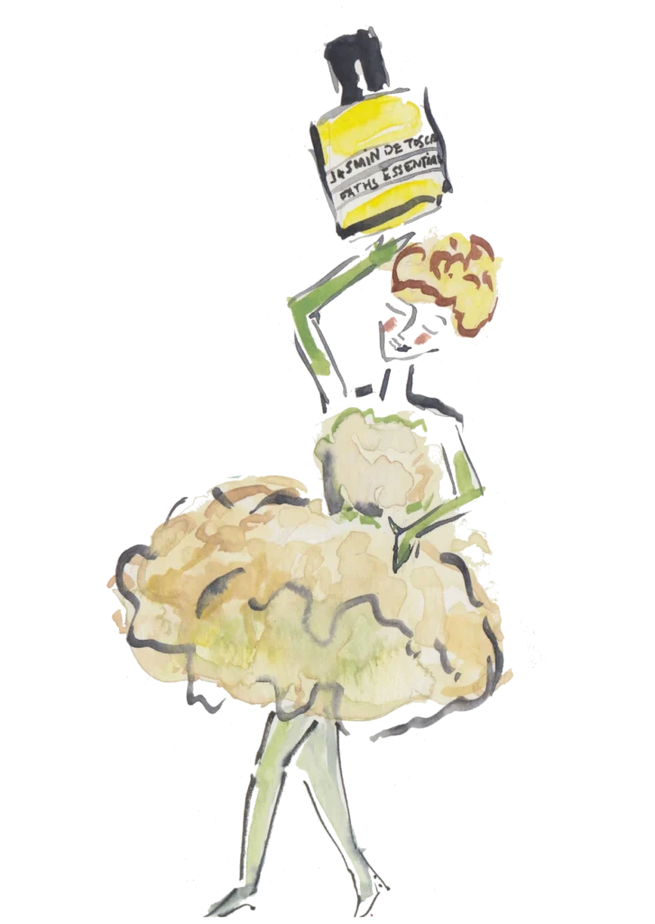 Ofelia Botella watercolor silhouette inspired by Jasmin de Toscane