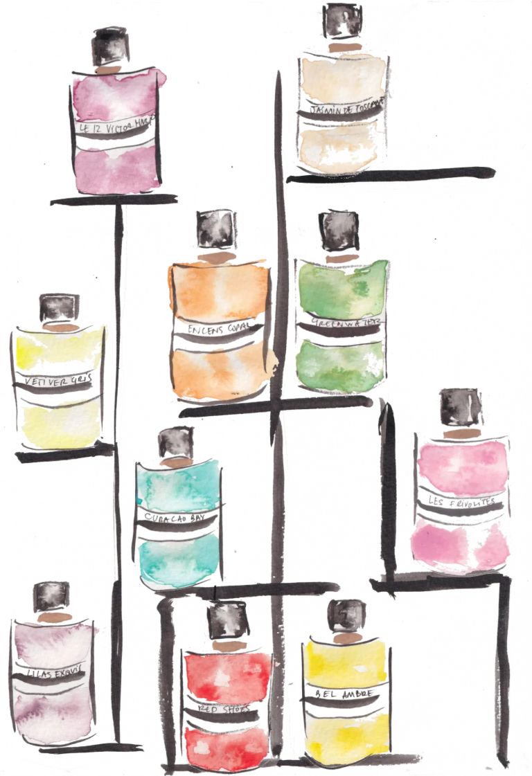 Fath’s Essentials, watercolour by Ofelia Botella