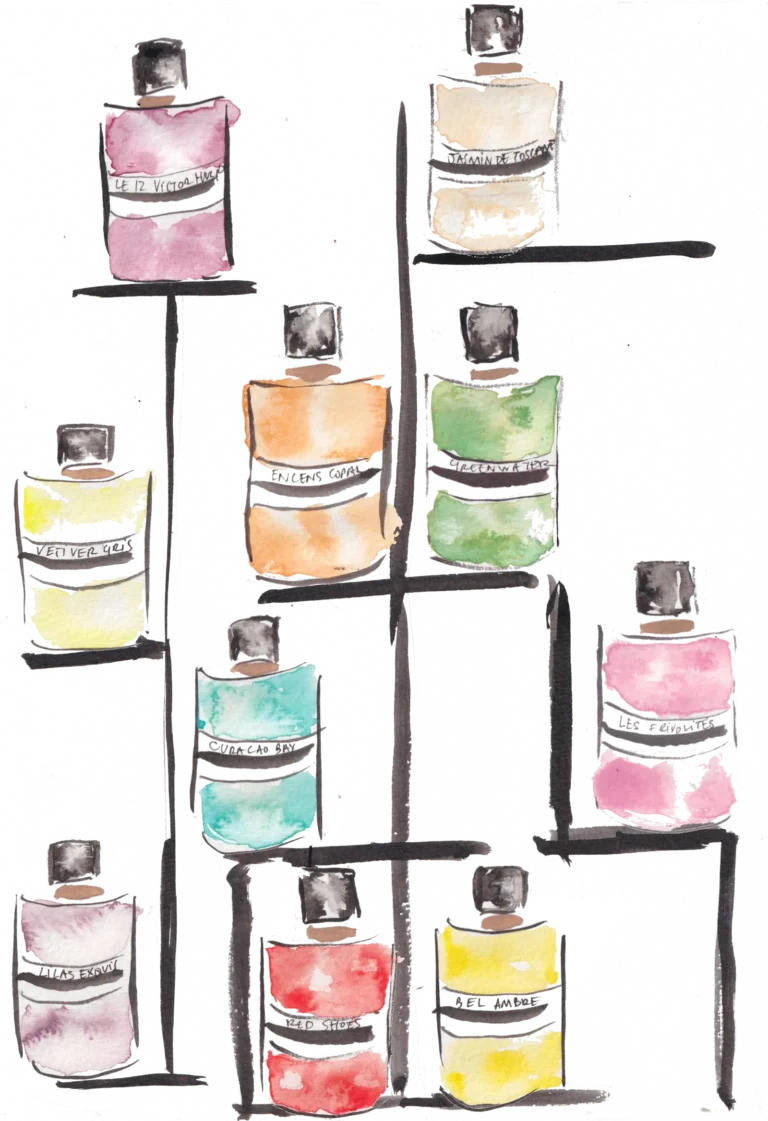 Fath’s Essentials, watercolour by Ofelia Botella